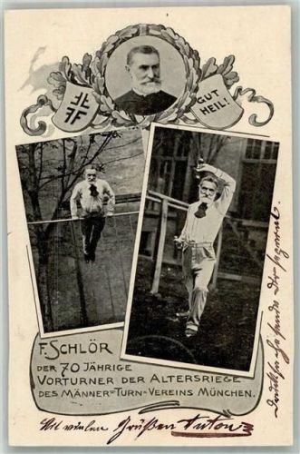 München 1903 F. Schlör 70 jährige Vorturner der Altersriege Turn Verein