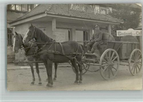 Hof 1921 Atelier Spahn Pferdefuhrwerk Eingangsschild Ort handschriftlich Foto AK