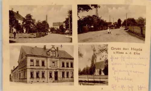 Heyda Dorfstrasse Gänse Gasthaus Dorfkirche Bahnpoststempel