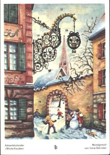 Adventskalender mundgemalt von Irene Schricker