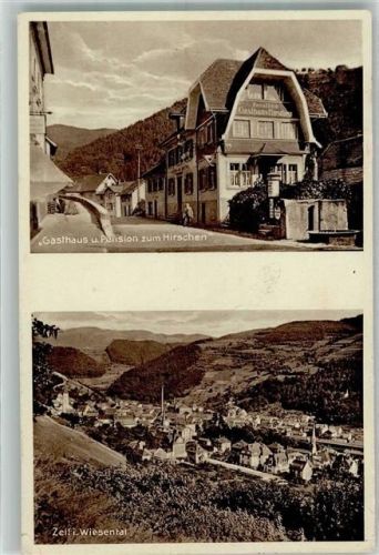 Zell Gasthaus zum Hirschen Litfaßsäule Brunnen Wiesental
