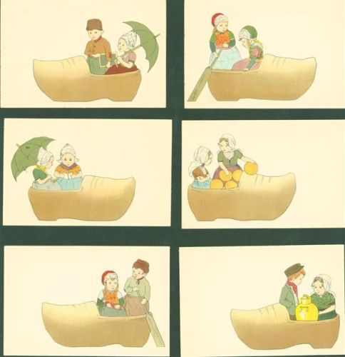 Lot mit 6 AK Holländische Klompen Karikatur