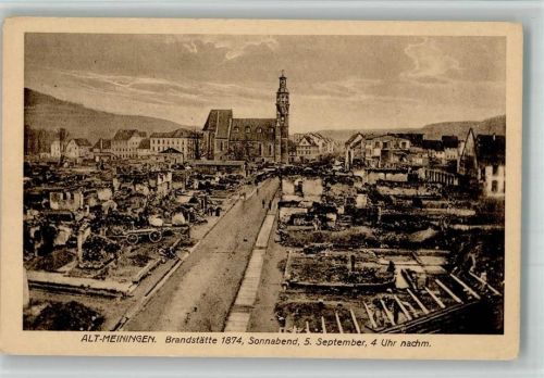 Meiningen Alt-Meiningen Brandstätte 5. Sept.1874 Zerstörte Gebäude