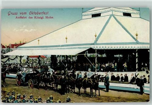 München Oktoberfest Auffahrt des Königlichen Hofes Kutsche 6-Spänner