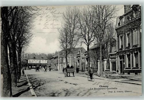 Chauny 1914 le Boulevard Gambetta Fahrrad