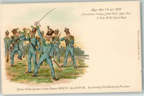 1900 Histor. Uniformen des bayer. Heeres 1800/73 Serie II Nr. 36 Verlag Weihrauch AK