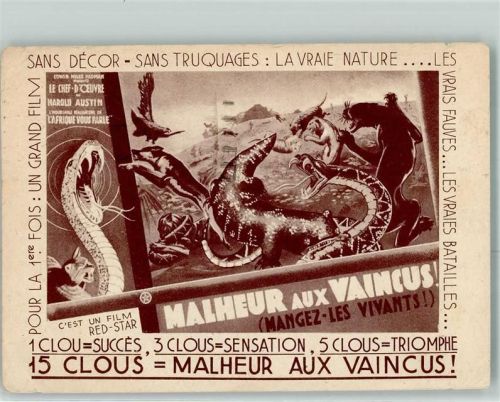 Strasbourg Wehe den Besiegte Naturfilm Schlangen Löwen Adler Red Star Film Cinema des Arcades