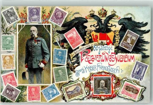 1908 60 jähriges Regierungsjubiläum Briefmarkenabbildungen Wappen Reichsadler