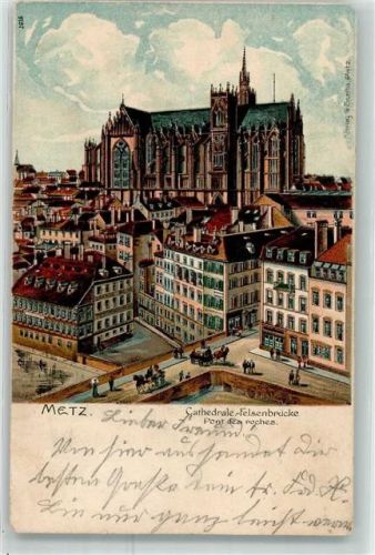 Metz 1915 Cathedrale Felsenbrücke Pont des roches Kutsche Stempel Kaiserliche Sanitäts Transport Kommisar
