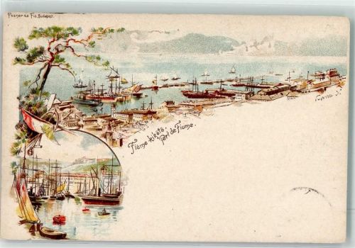 Rijeka 1896 Hafen sign. Tuprna N. Künstlerkarte