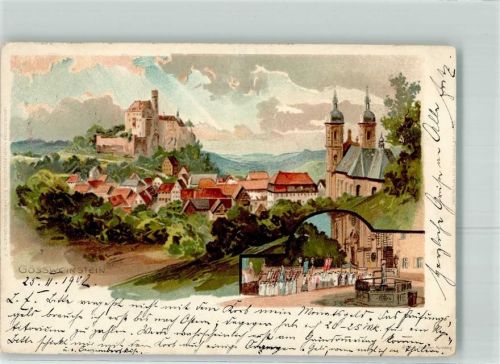 Gößweinstein 1902 Schloss Burg Kirche Brunnen
