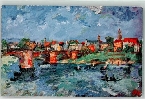 Kokoschka, Oskar : Elblandschaft AK Expressionismus