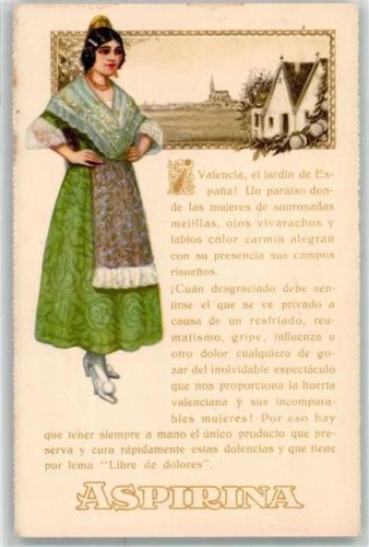 Valencia Aspirin Tracht Motiv Spanien Werbe AK