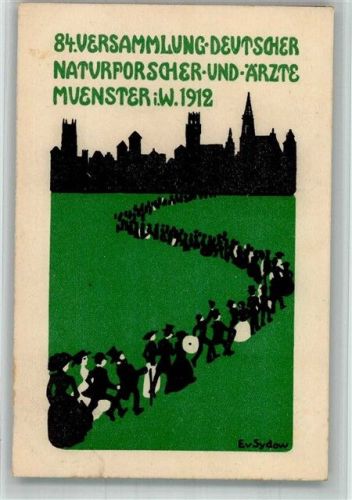 W4400 Münster , Westf Entwurf E.v. Sydow 84. Versammlung Deutscher Naturforscher Plakative Kunst 1912 BOAKC