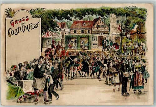 1909 Nr. 6145 Litho Kostümfest Stempel Waltersdorf