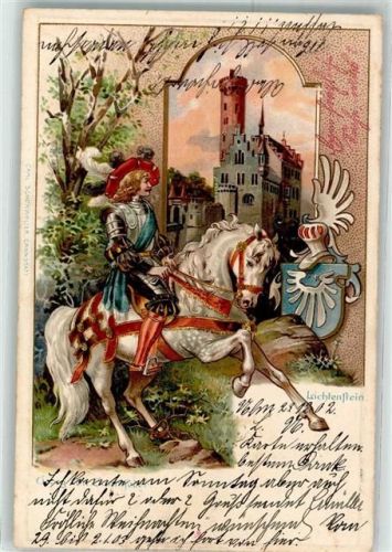 72805 W7414 Lichtenstein , Württ Prägedruck Schloss Pferd Wappen Georg von Sturmfeder