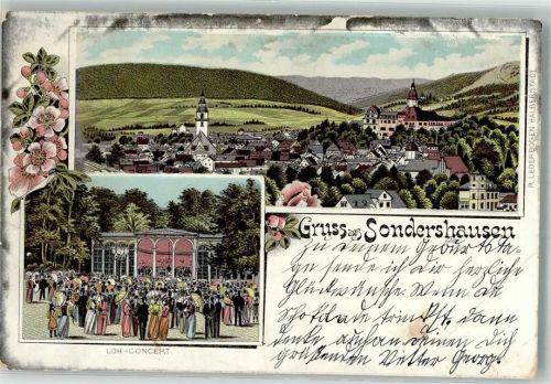 99706 O5400 Sondershausen , Thür 1899 Gebrauchsspuren Lithographie Loh-Concert