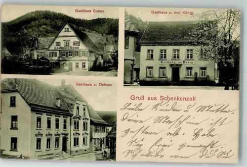 Schenkenzell 1919 Gasthaus Sonne Zum Ochsen Zu Drei König