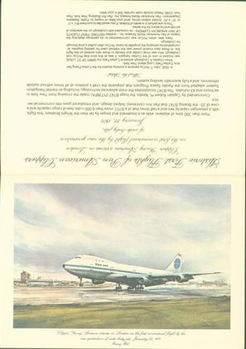 London 1970 Clipper Young America Destination London First commercial flight Boeing B 747 Historic First Flight Klappkarte 17,5 x 12,5 (25) cm