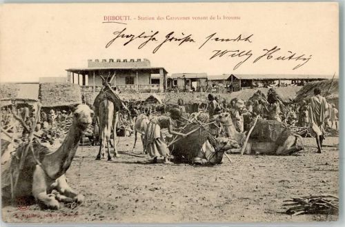 Dschibuti 1905 Station des Caravanes venant de la brousse Kamel