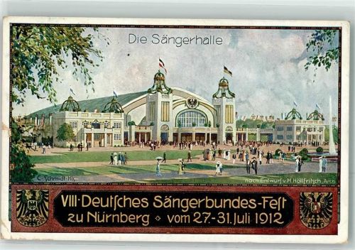 Nürnberg 1912 Hans Sachs sign. C. Schmidt Sängerhalle Wappen