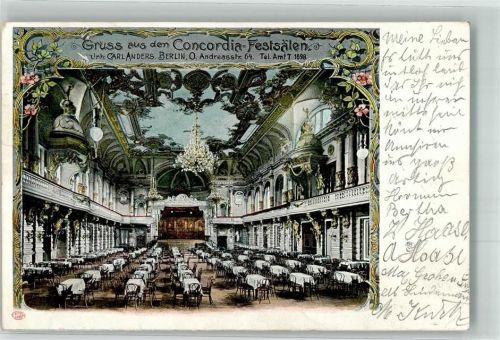 10115 O1020 Friedrichshain 1906 - Gasthaus Concordia-Festsäle Andreasstraße