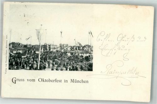 München 1897 Oktoberfest Festgelände Fahnen