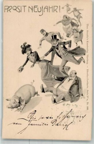 1899 Serie XV Nr. 999 Neujahr Schwein Humor