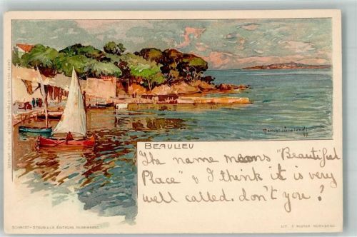 Beaulieu-sur-Mer Carte Postale Artistique de Velten No. 456