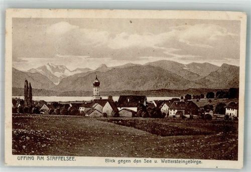 Uffing 1919 Blick gegen den See u. Wettersteingebirge
