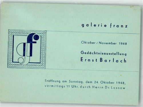 W1000 Charlottenburg Galerie Franz Ausstellung von Ernst Barlach Kunst 1948
