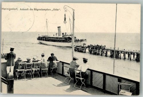 Seebad Heringsdorf 1906 Ankunft d. Salondampfer Odin Aussichtsterrasse