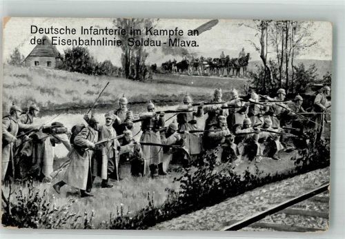 Soldau 1915 Uniform Deutsche Infanerie Eisenbahnlinie Soldau-Mlava Feldpost Landst.Inf.Bat. Meissen