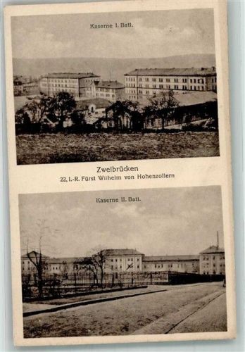 Zweibrücken 1919 22 I.-R. Fürst Wilhelm v. Hohenzollern Kaserne I. Batl. u. II. Batl.