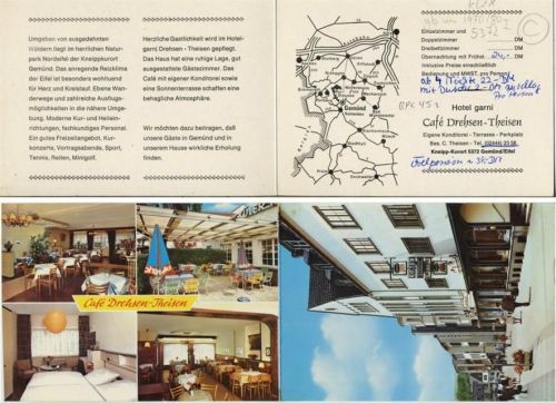 um 1970-80 Gemünd, Cafe -Drehsen-Theisen- innen und außen, Klapp-AK AKU1