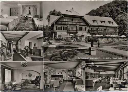 um 1950-60 Ruhpolding, Hotel -Parkhaus Ruhwinkel-, gezackter Rand,Ernst Baumann AKU1