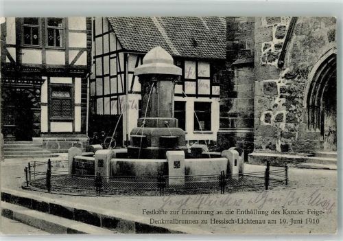 37235 W3436 Hessisch Lichtenau 1910 - Kanzler Feige-Denkmalbrunnen 19.6.1910