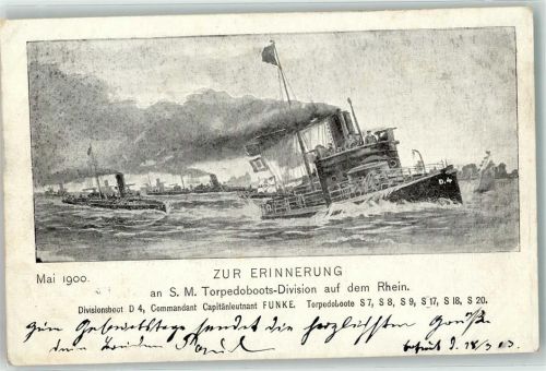1900 Erinnerung S.M. Tropedoboots-Division auf dem Rhein