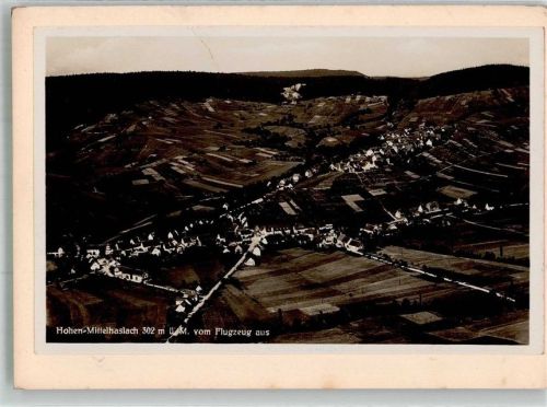 Hohenhaslach 1933 Fliegeraufnahme des Ortes mit Mittelhaslach Original aufmontierte Verlagsmusterkarte