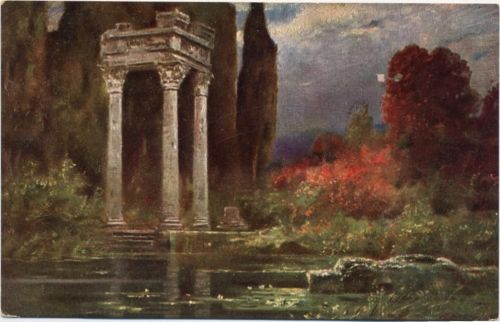 um 1910 Tempel, Landschaft, Wasser, Künstler Ak