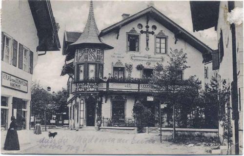 1921 Oberammergau: Haus des Christus Darstellers Anton Lang,Ottmar Zieher AKU1