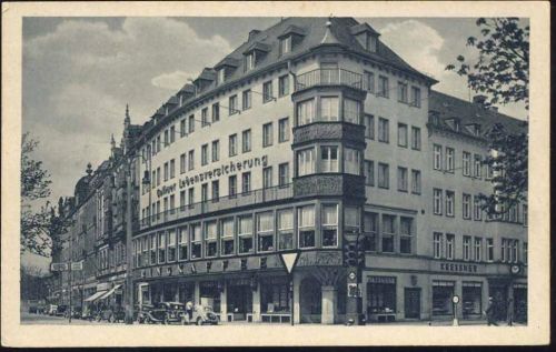 um 1930/40 Zwickau, Schumannstraße mit Ringhaus, Automobile