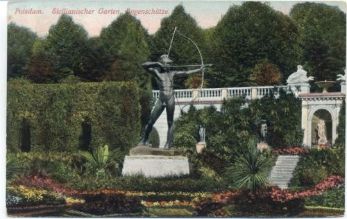 14467 O1510 Potsdam 1910 - Potsdam, Brandenburg: Sicilianischer Garten, Bogenschütze (archer), Sport: Schießen, Pfeil und Bogen (bow and arrow), Ak Nr. 274,Leipziger Kunstverlag AKU2