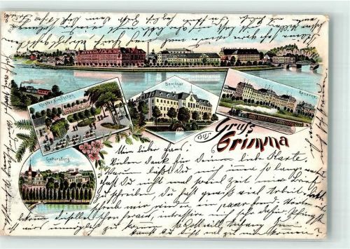 Grimma 1902 Kloster Nimbschen Seminar Kaserne Gattersburg Lithographie Verlag Hermann Seibt