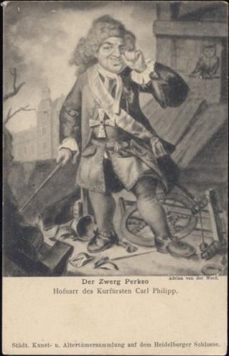 um 1900 Der Zwerg von Perkeo, Hofnarr des Kurfürsten Carl Philipp.,Edm. von König,sign. Adrian von der Werft
