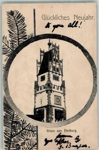 Freiburg 1903 Neujahr Passepartout
