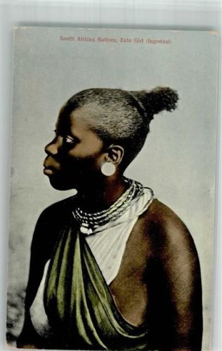 South African Natives, Zulu Girl Ingodusi Afrikan. Volkstyp 1906