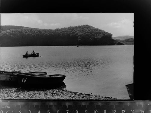 52396 W5169 Heimbach , Eifel GLASNEGATIV Boote