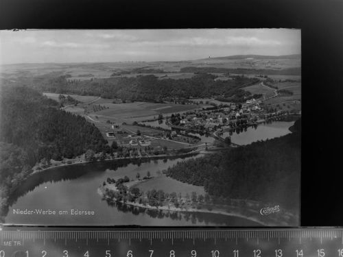 34513 W3544 Waldeck , Hess GLASNEGATIV Nieder Werbe am Edersee