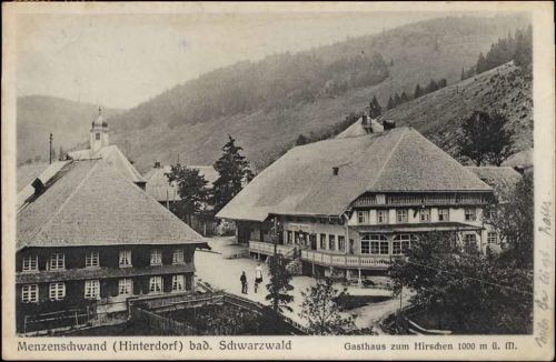 1913 Menzenschwand: Hinterdorf, bad. Schwarzwald, Gasthaus zum Hirschen,Wilh. Böttcher